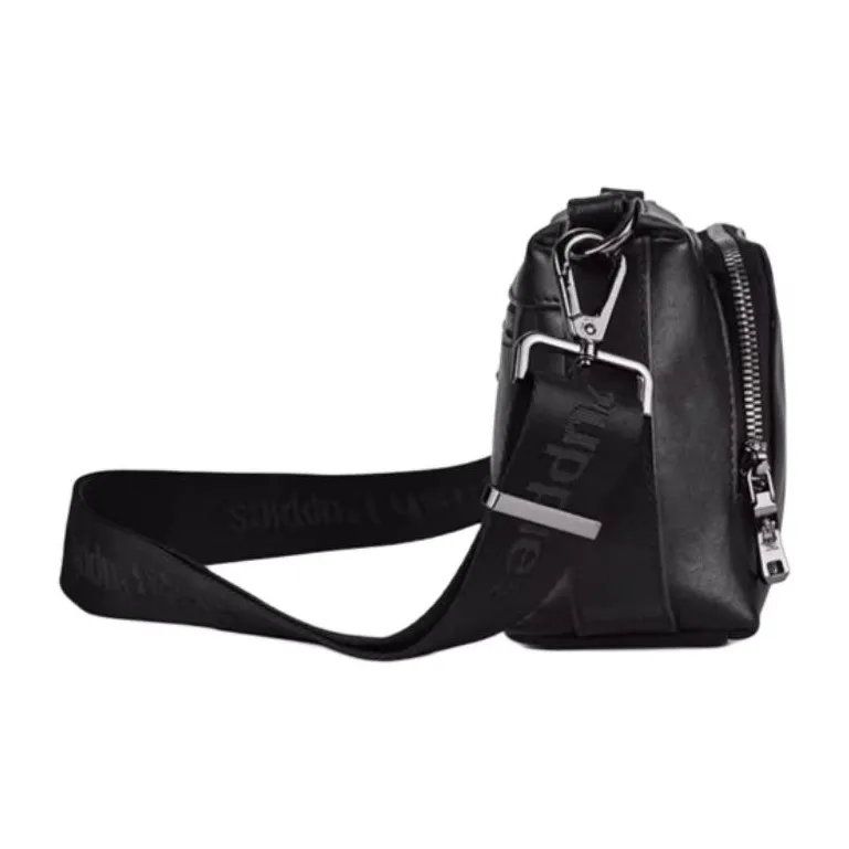 Hush Puppies Cow Leather Handbag, Shoulder Bag Men's Black/Blue-2