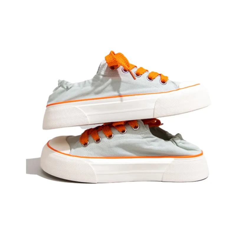 Feiyue Anti Slip Wear Resistant Low Top Platform Canvas Shoes Women's Light Green-2