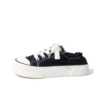 Feiyue Anti Slip Wear Resistant Low Top Platform Canvas Shoes Women's Black