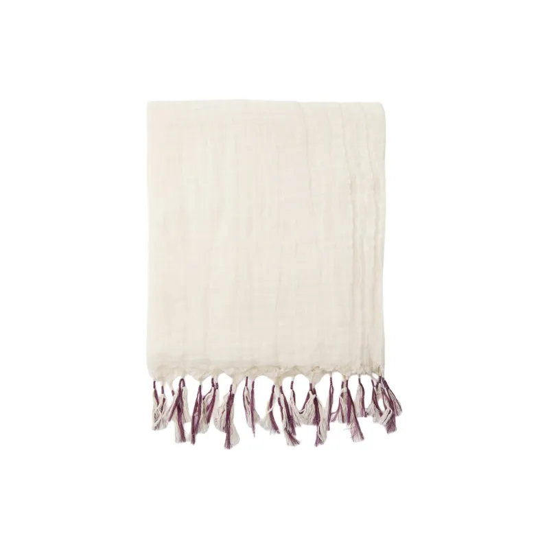 ZARA Cotton Linen Shawls Women's White-0