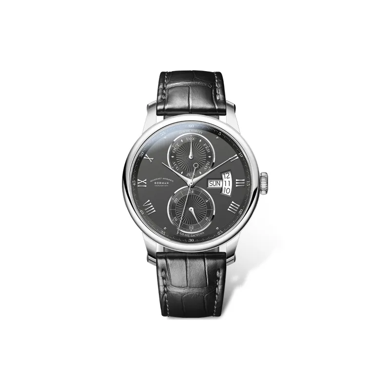 BORMAN Automatic Mechanical Movement Genuine Leather Strap Watch Men's Watches White Dial-7