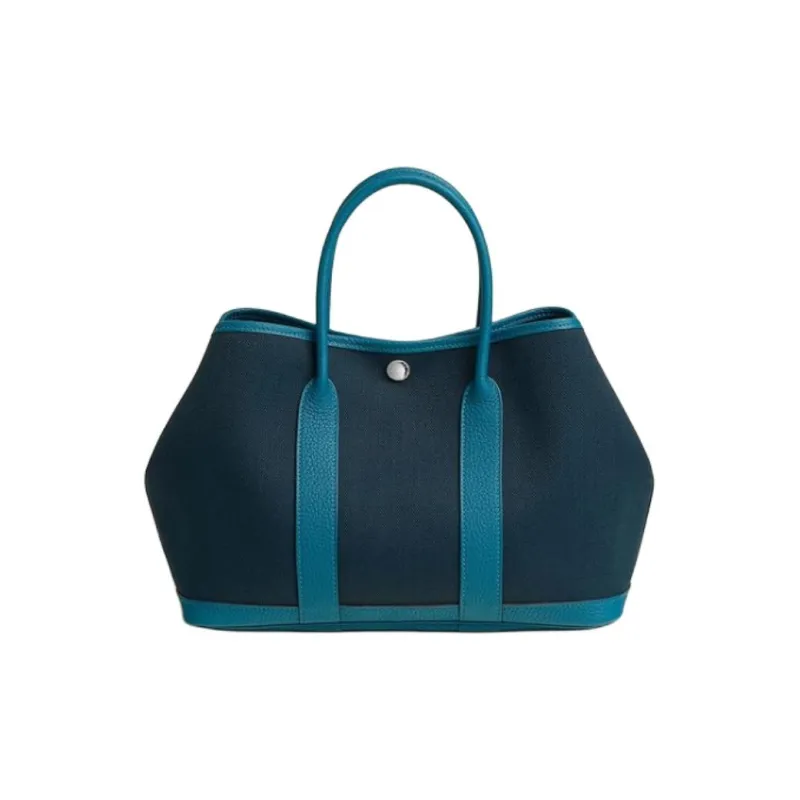 HERMES Garden Party Canvas With Negonda Calfskin Canvas Bag Handbags Women's Dark Blue-0