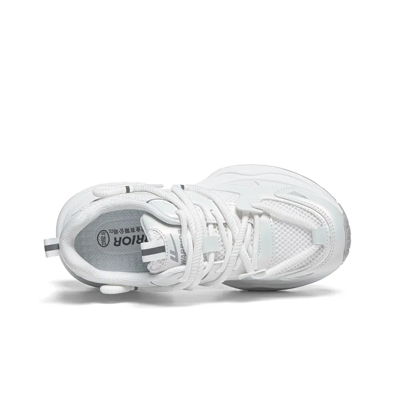 Warrior Wing Series Cushioning, Abrasion Resistant, Slip Resistant Low Top Chunky Sneakers Women's White Gray-2