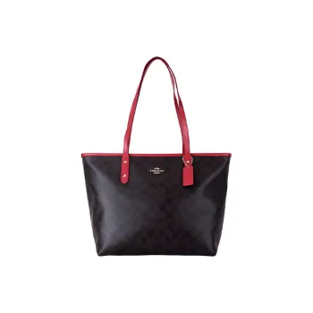 COACH City Zip Tote Canvas With Leather Tote Bag, Shopping Bag, Handbag, Shoulder Bag Women's