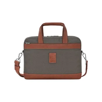 LONGCHAMP Boxford Fabric With Leather Crossbody Bag Laptop Bag Briefcase Handbag Shoulder Bag Men's Army Green Brown