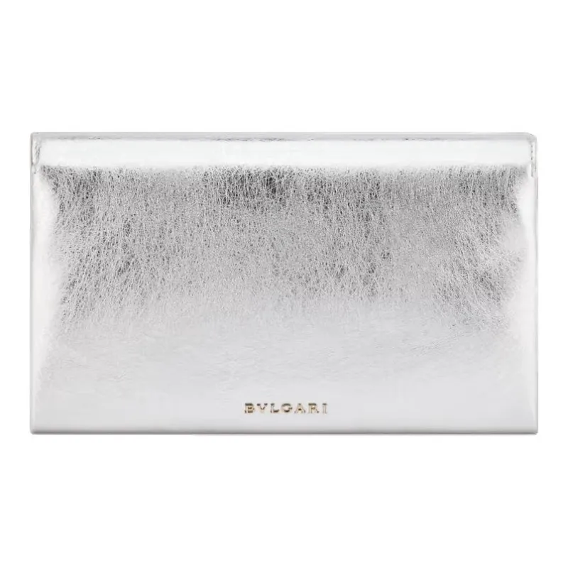 BVLGARI Serpenti Series Calfskin Clutch Small Size Women's Silver-2