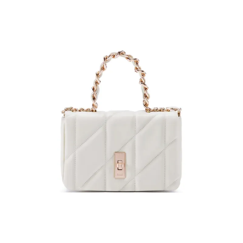 ELLE Cow Leather Handbag Shoulder Bag Small Size Women's White/Pink/Black-2