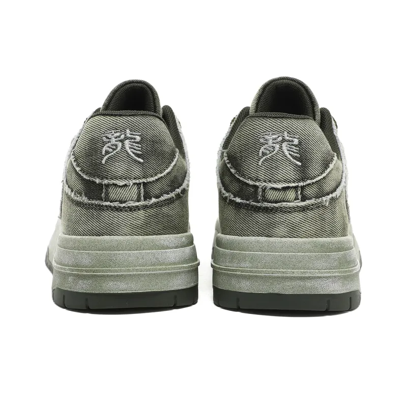 CEDAR HAN Anti-Slip Wear-Resistant Breathable Supportive Height Increasing Low-Top Couple's Unisex Green-2