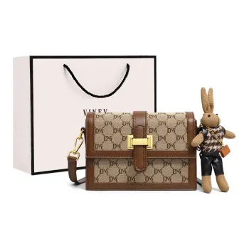 VINEY Synthetic Leather Shoulder Bag Crossbody Bag Small Square Bag Small Size Women's Coffee