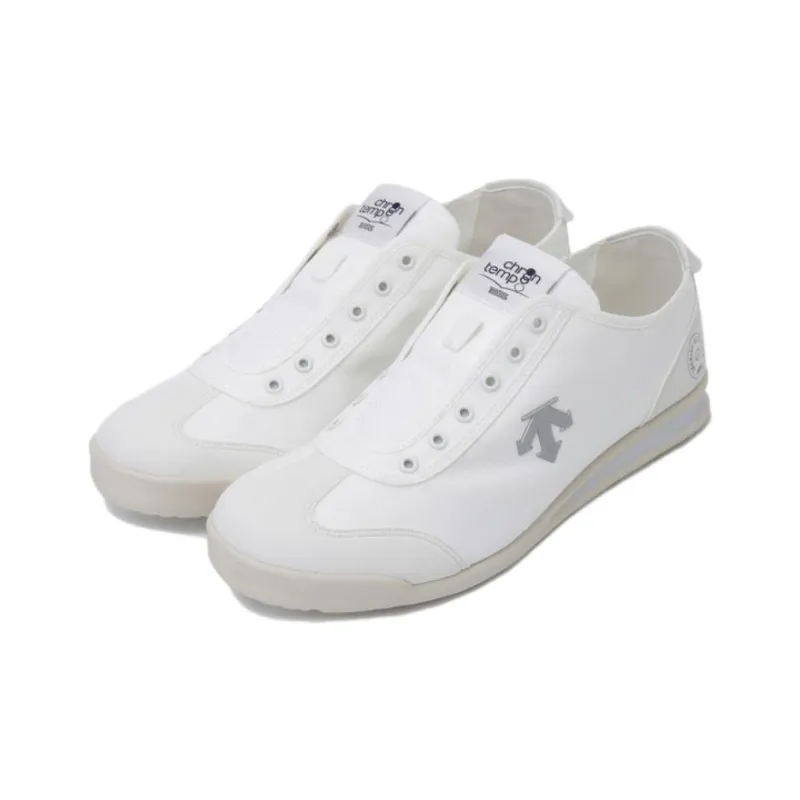 DESCENTE Cron Tempo Anti Slip Wear Resistant Low Top Casual Shoes Unisex White Silver-2