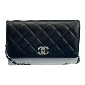 CHANEL WOC Sheepskin Crossbody Bags Unisex Black Silver