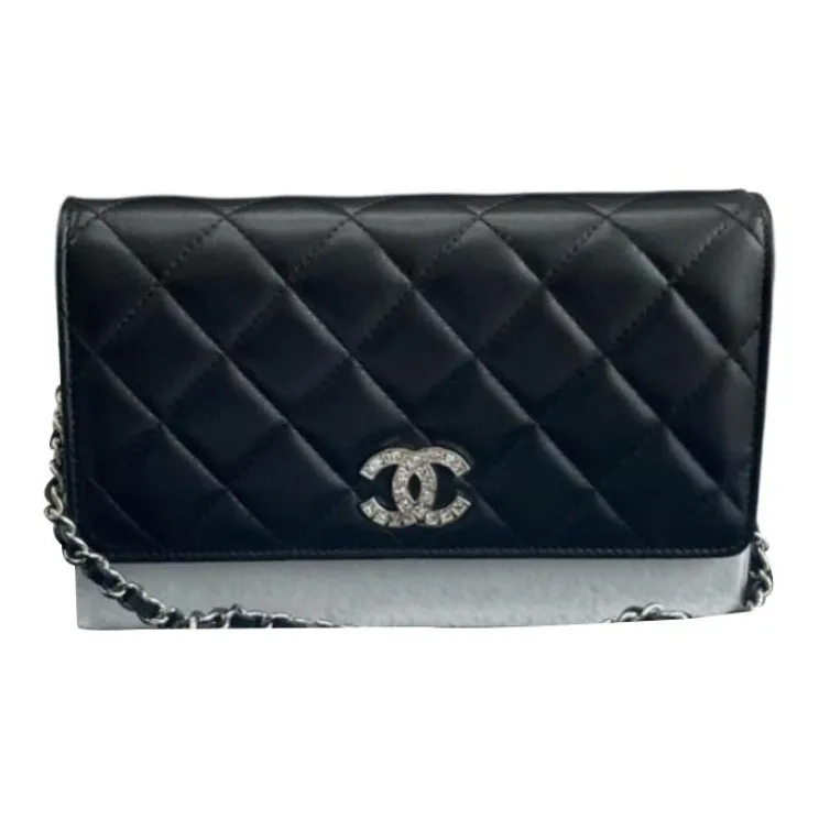 CHANEL WOC Sheepskin Crossbody Bags Unisex Black Silver-0