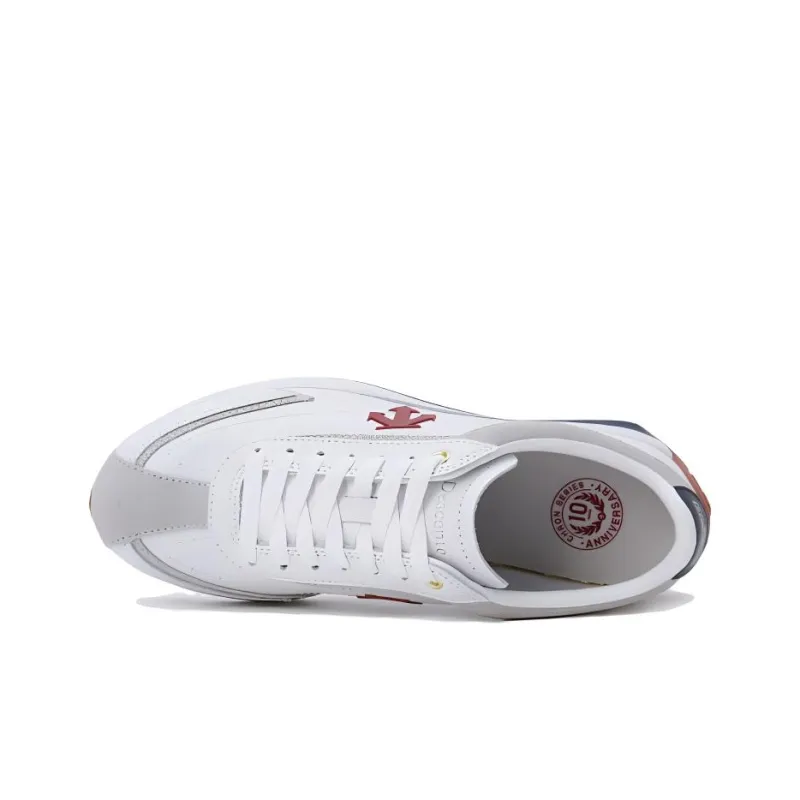 DESCENTE Cron Racer Anti Slip Wear Resistant Low Top Casual Shoes Unisex White Red-4