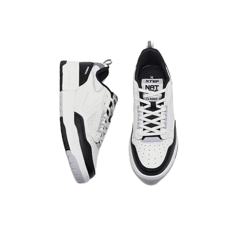XTEP New Dawn Collection Slip Resistant Low Top Skateboard Shoes Women's White Black-3