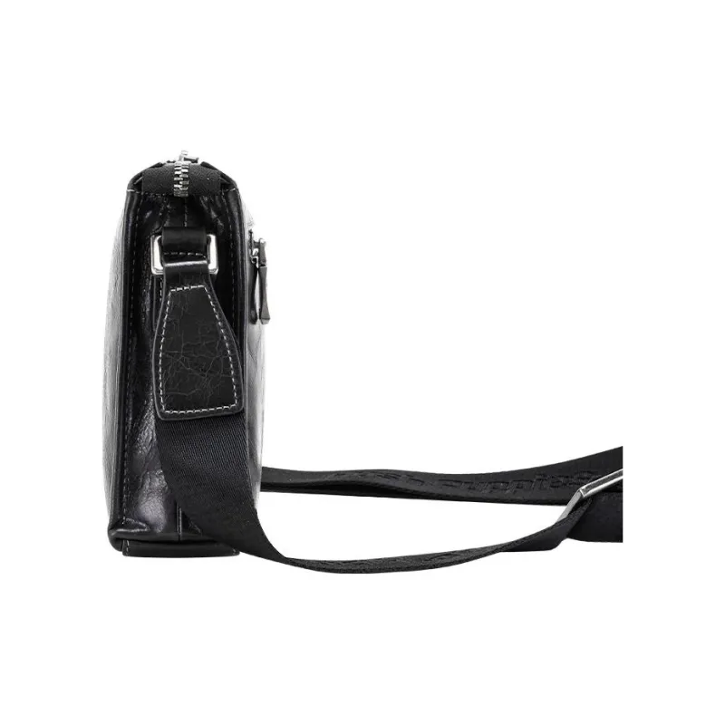 Hush Puppies Cow Leather Crossbody Bag, Shoulder Bag Regular Men's Black-1