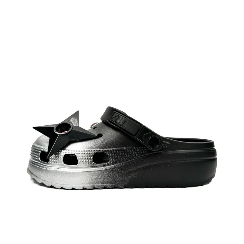 OUBT Ninja Dart Theme Clogs Unisex Gradient Silver-0