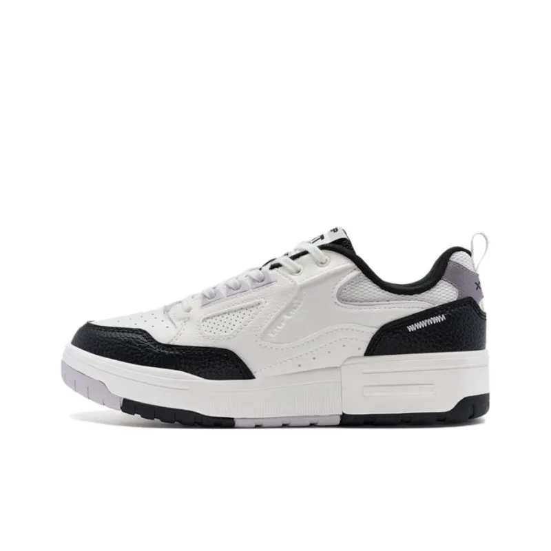 XTEP New Dawn Collection Slip Resistant Low Top Skateboard Shoes Women's White Black-0