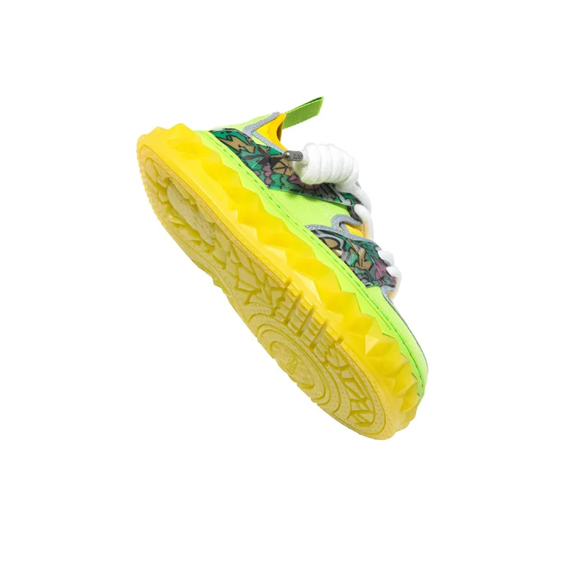 Wotto Artist x OETZI Height Increasing Coverage Low Top Skateboard Shoes Unisex Green Yellow-4