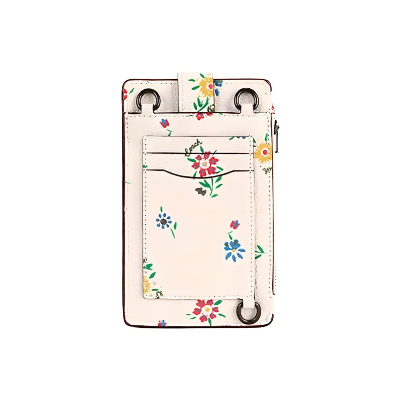 COACH Turnlock PVC Crossbody Cell Phone Pouch With Card Slot Mini Women's White-3