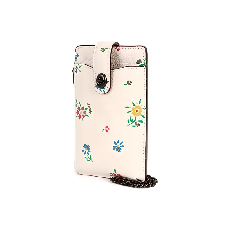 COACH Turnlock PVC Crossbody Cell Phone Pouch With Card Slot Mini Women's White-1