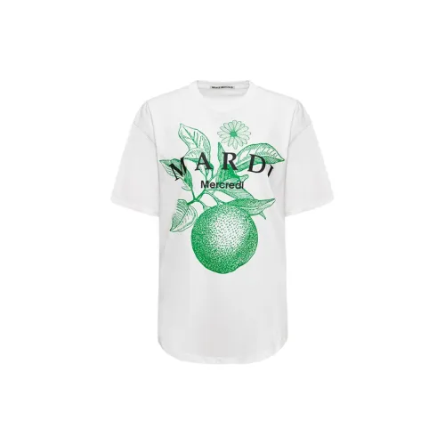 MARDI MERCREDI T-Shirts Unisex Bleached White Mardi Green