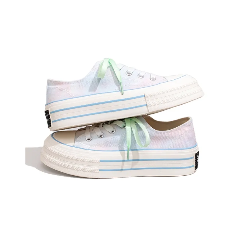 Feiyue Anti Slip Wear Resistant Low Top Skateboard Shoes Women's Light Blue Pink-3