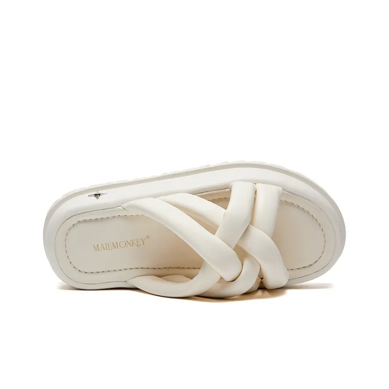 MALEMONKEY PU Polyurethane Woven Slip-Resistant Abrasion-Resistant Slide Slippers Women's-12