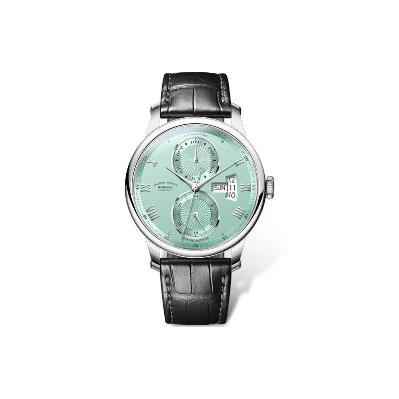 BORMAN Automatic Mechanical Movement Genuine Leather Strap Watch Men's Watches White Dial-10