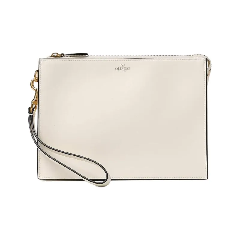 Valentino Logo Printed Zip Up Clutch Bag-0