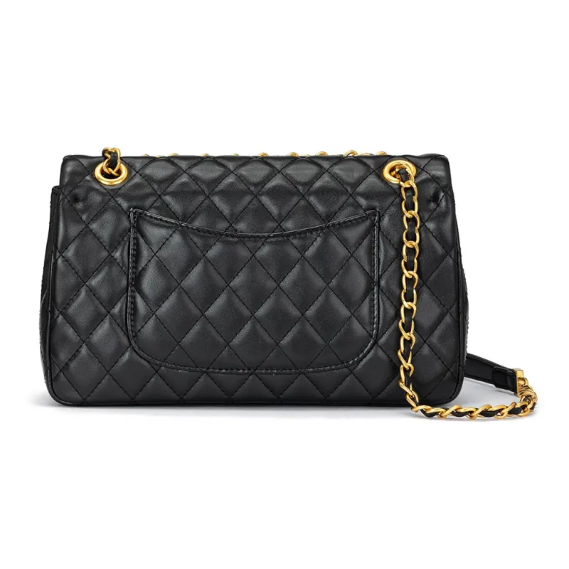 ROBERTA DI CAMERINO Cow Leather Chain Shoulder Bag Crossbody Bag Small Square Bag Regular Women's Black/White-2
