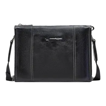 Hush Puppies Cow Leather Crossbody Bag, Shoulder Bag Regular Men's Black