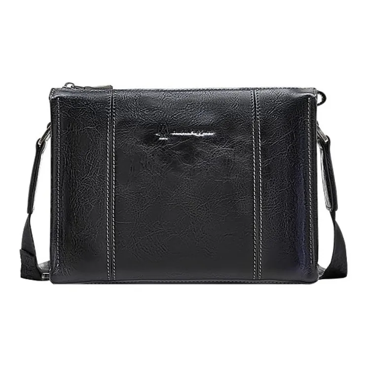 Hush Puppies Cow Leather Crossbody Bag, Shoulder Bag Regular Men's Black-0