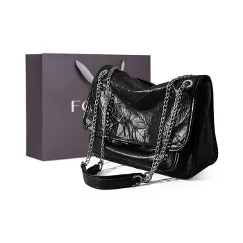 FOXER Top Grain Cow Leather Crossbody Bag Shoulder Bag Regular Women's Black