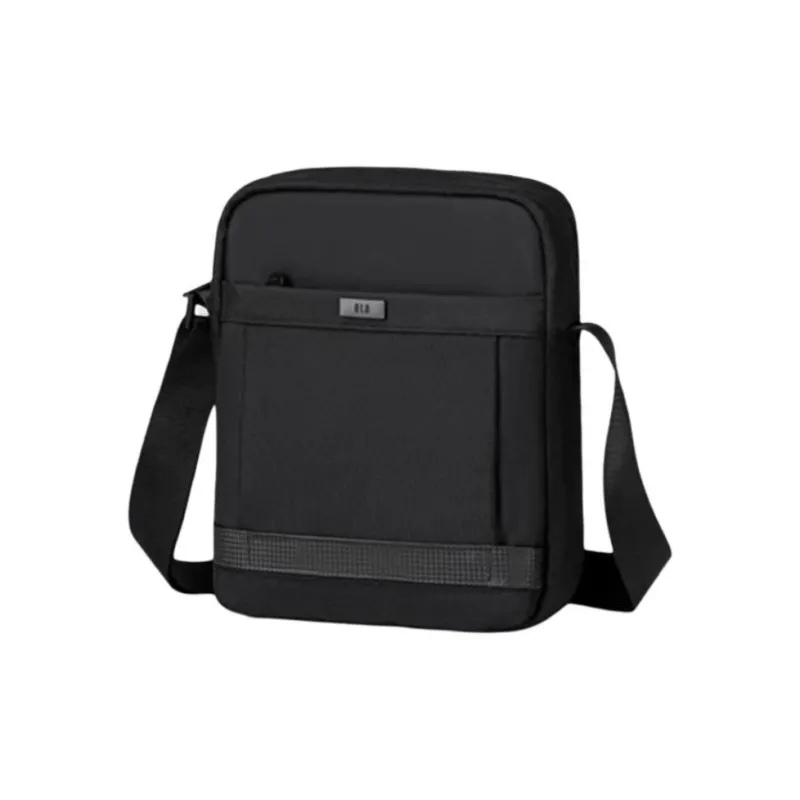 HLA Polyester Crossbody Bag, Shoulder Bag Medium Size Men's Navy Blue/Carbon Fiber Black-5