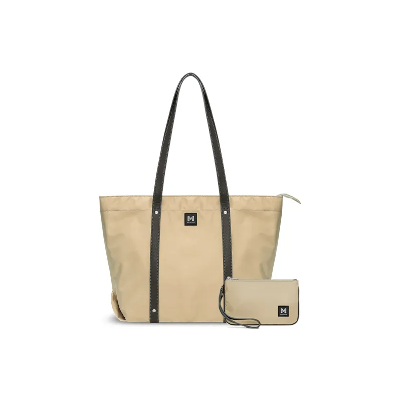 MYD High Quality Nylon Tote Bag, Shopping Bag, Shoulder Bag Large Size Women's Smoke Gray Khaki/Blackberry-1