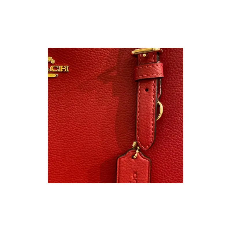 COACH Mollie Leather Tote Bag, Shopping Bag, Shoulder Bag, Handbag Tubas Women's Red-3