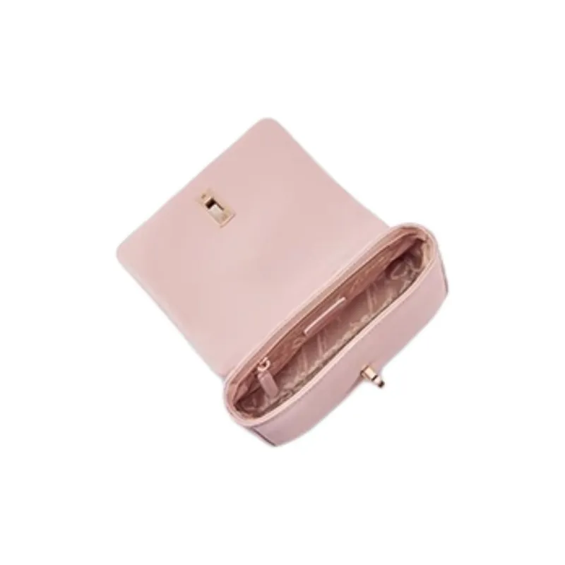 ELLE Cow Leather Handbag Shoulder Bag Small Size Women's White/Pink/Black-7