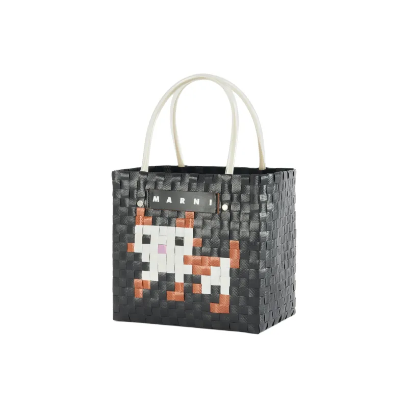 MARNI Basket Series Polypropylene With Cow Leather Basket Bag Handbag Women's Dark Gray-1