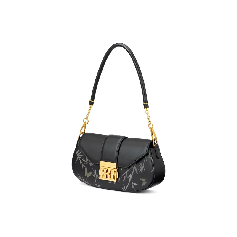ROBERTA DI CAMERINO Cow Leather Shoulder Bag Baguette Bag Shoulder Bag Crossbody Bag Women's Black/White-1