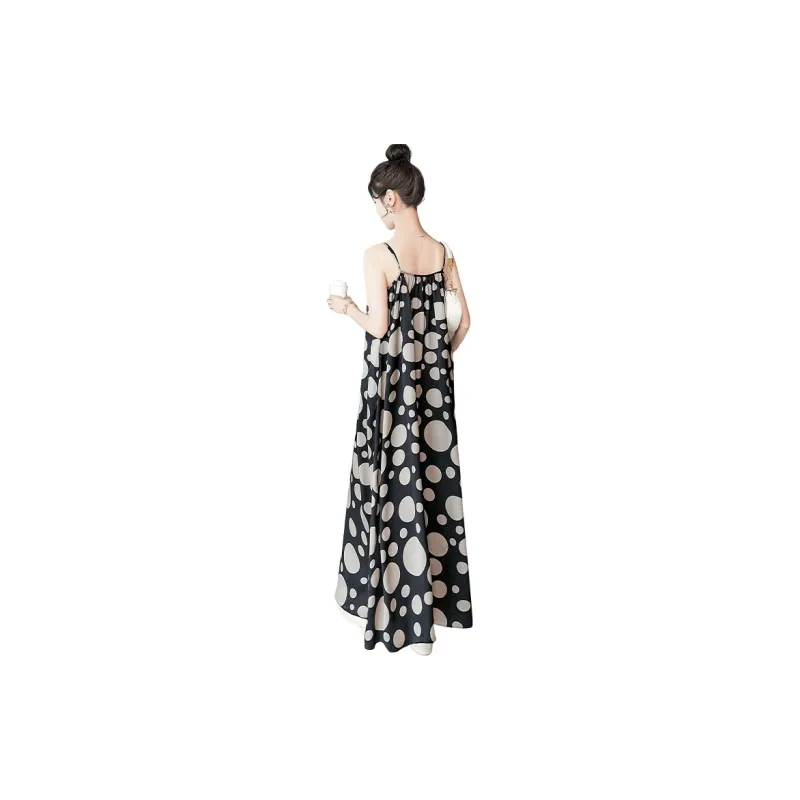 Cypress House Slip Dress Women's Black Sole Khaki Dot-1
