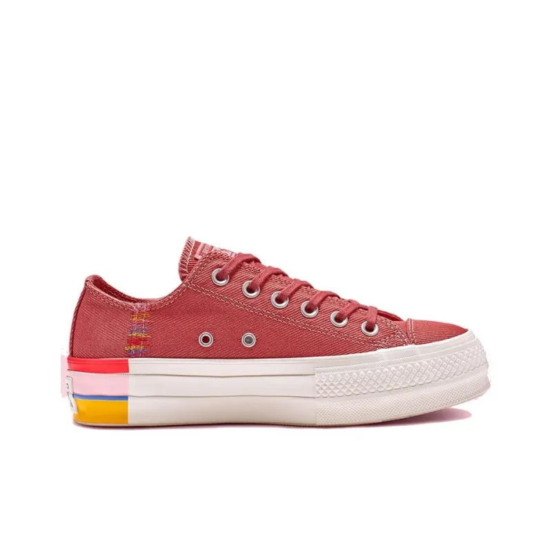 Converse Chuck Taylor All Star Rainbow Platform Low Top Rainbow Canvas Low Red Women's-1