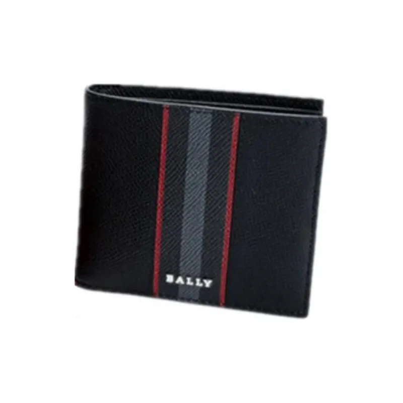 BALLY Cow Leather Leather Clip Zero Wallet Wallet Men's Black-1