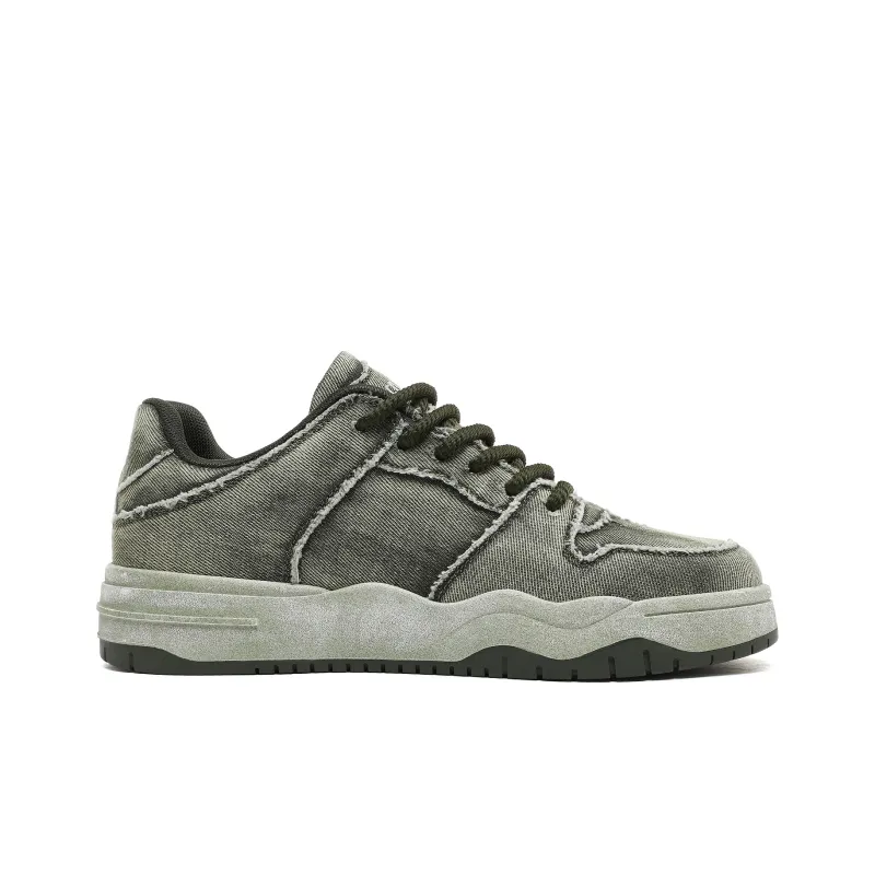 CEDAR HAN Anti-Slip Wear-Resistant Breathable Supportive Height Increasing Low-Top Couple's Unisex Green-1