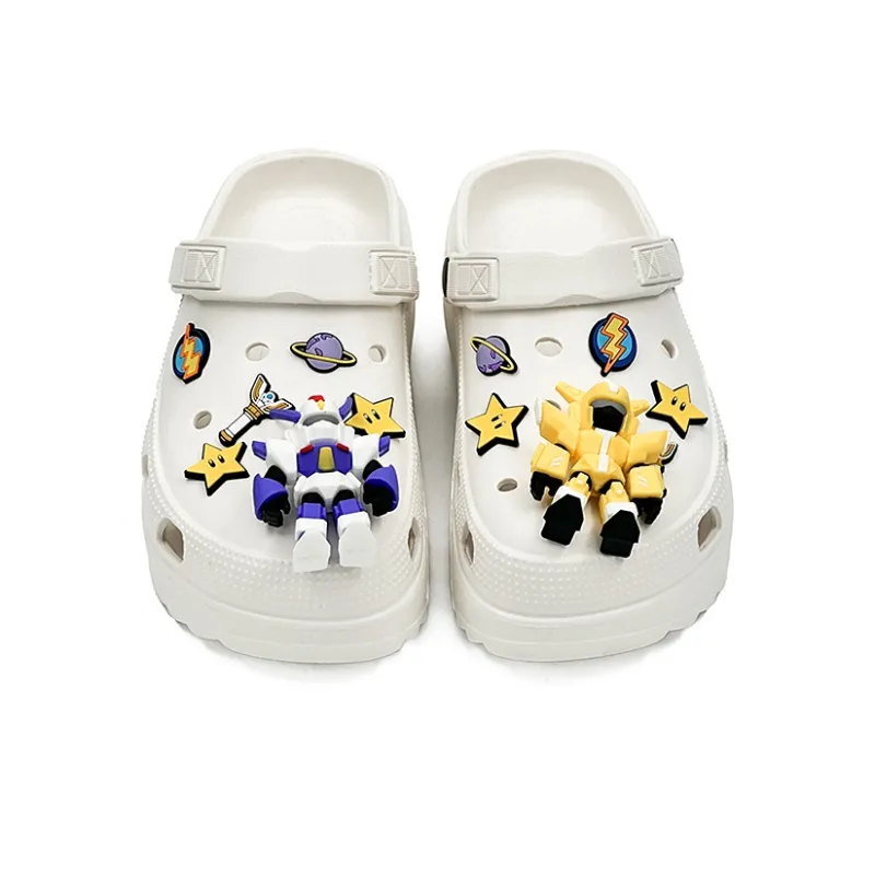 OUBT Mecha Superman DIY 3D Effect Doll Clogs Unisex White-2