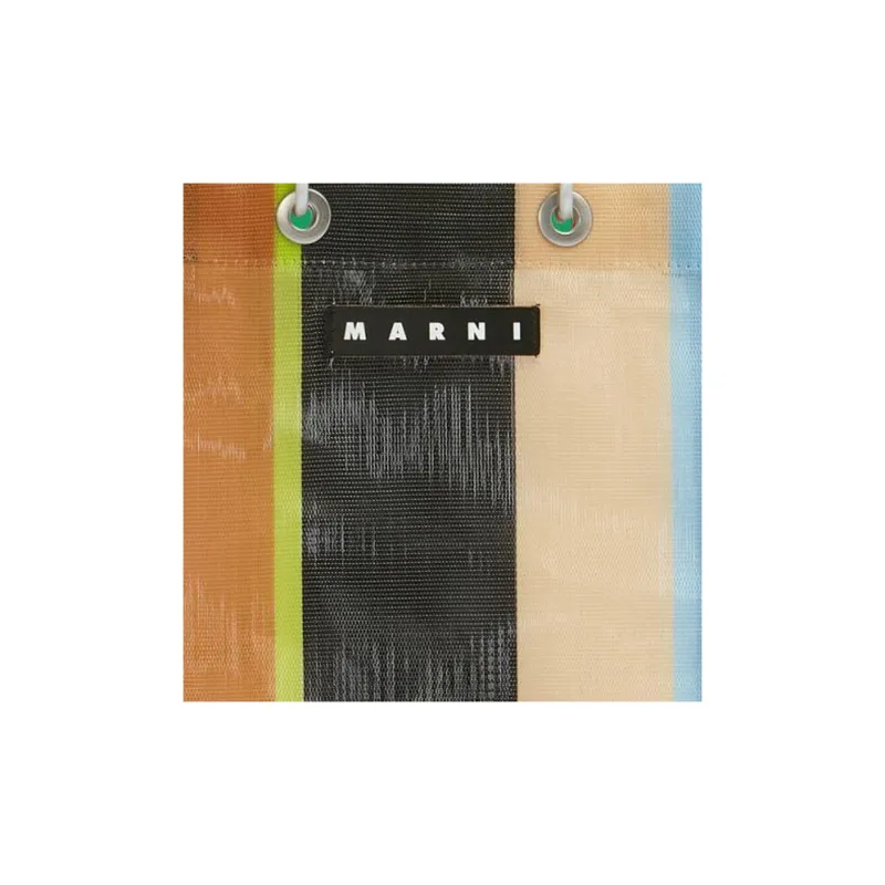 MARNI Technical Fabric Spandex Tote Bag Shopping Bag Handbag Shoulder Bag Crossbody Bag Mini Women's Multicolor & Brown-4