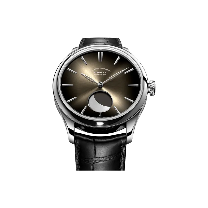 BORMAN Automatic Mechanical Movement Genuine Leather Strap Watch Men's Watches Black Dial-4