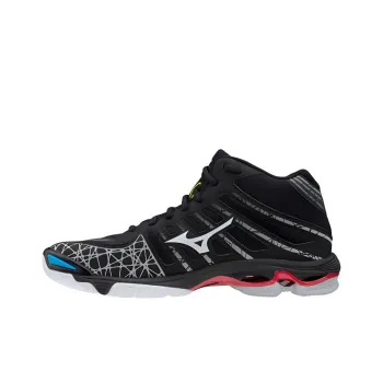 Mizuno Wave Voltage Anti Slip And Wear Resistant Breathable Mid Top Volleyball Shoes Men's Black White