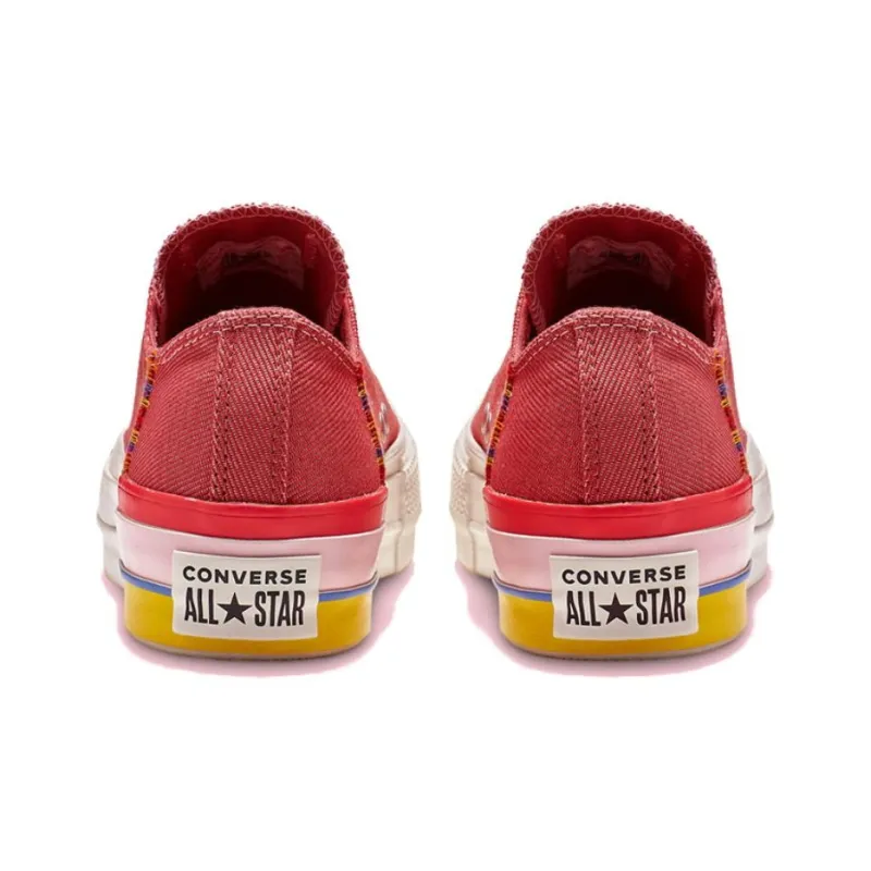 Converse Chuck Taylor All Star Rainbow Platform Low Top Rainbow Canvas Low Red Women's-3