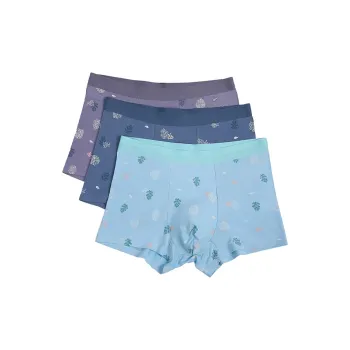 Red Bean Underpants Men's 3 Pack Mint Green/Snow Blue/Blue Gray