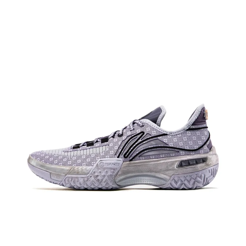 LiNing Shudder Cushioning Anti Slip And Wear Resistant Lightweight Rebound Low Top Basketball Shoes Men's Purple Black-0